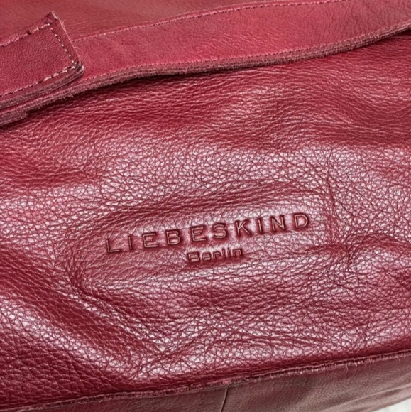 LIEBESKIND Berlin Buttery Soft Leather Wine/Burgundy  Crossbody Satchel Tote - Picture 3 of 10